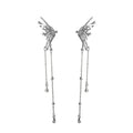 Silver Wing and Long Chain Tassel No Piercing Ear Clips view 5