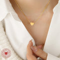 Small Flat Heart Pendant Necklace Cable Chain Gold Or Steel view 3