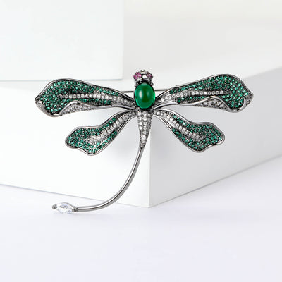Green Dragonfly brooch shown in the available finishes