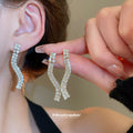 Wavy Rhinestone Necklace Bracelet Earring Three Piece Set view 4