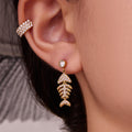 Crystal Ear Cuffs and Fish Skeleton Stud Earrings in Two Finishes view 4