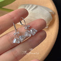 Silver Crystal Bell Bow Leverback Drop Earrings Pair view 4