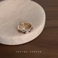 Gold Tone Irregular Mosaic Open Rings In White And Multicolor Styles view 4