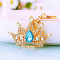 Large Jeweled Crown Keychains in White Blue and Purple with Braided Loops view 7