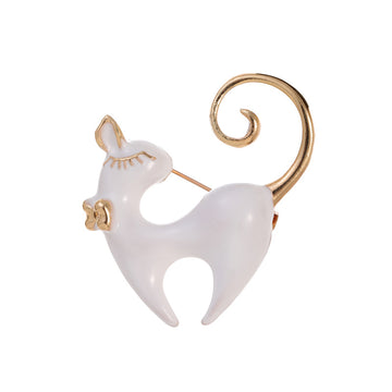 Gold Tone Silver Tone Cat Enamel Two Designs Metal Brooch Pin