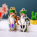 Cicada and Bamboo Keychains in Gold and Silver Tone Finishes view 2