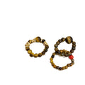 Tiger Eye Beaded Stretch Ring Coffee Brown Gold Accents view 5