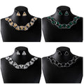 Geometric Triangle Necklace Earring Sets Four Crystal Colors view 1