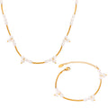 Gold Tube Baroque Pearl Cluster Necklace And Bracelet Set Pieces view 5