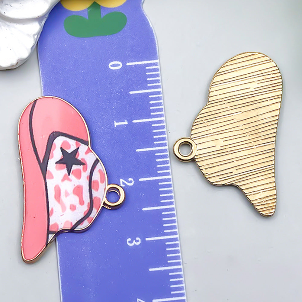 Vintage Zinc Alloy Western Cowboy Boot Hat Charm Pendant for DIY Keychain