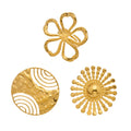 Gold 316L Stainless Open Rings Sunburst Wave Disc Flower Sizes view 5