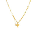Gold Steel Heart Charm Paperclip Chain Necklace Bracelet view 5