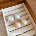 White Iridescent Square Pearl Look Statement Stud Earrings view 3