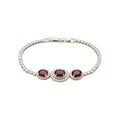 Silver Oval Halo Crystal Tennis Bracelet Clear Stones view 5