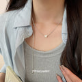 Silver Tone Heart Y Drop Necklace with Delicate Chain view 3