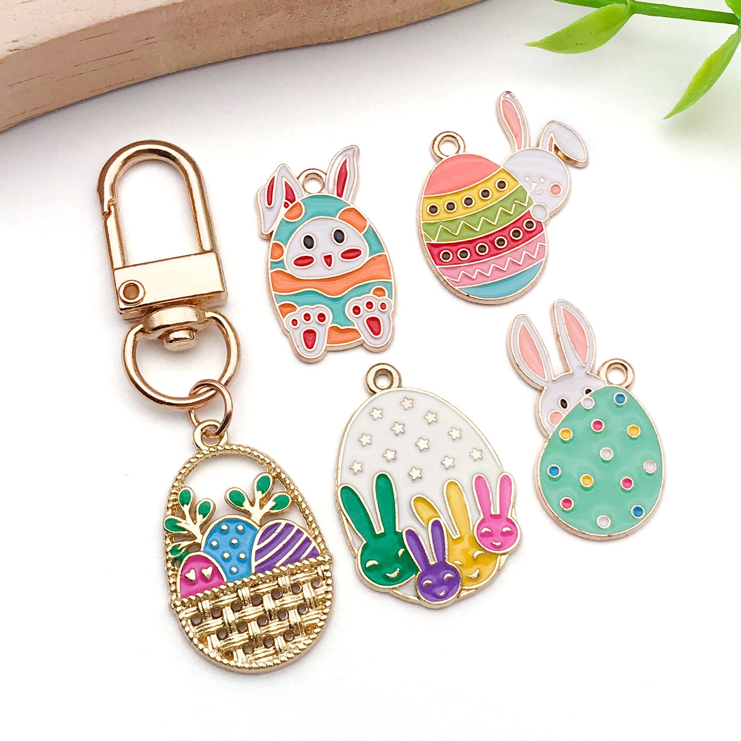 Enamel Zinc Alloy Easter Egg Rabbit Charm Pendant for DIY Necklace Jewelry Making