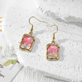 Gold Frame Dried Flower Resin Drop Earrings Eight Styles view 3