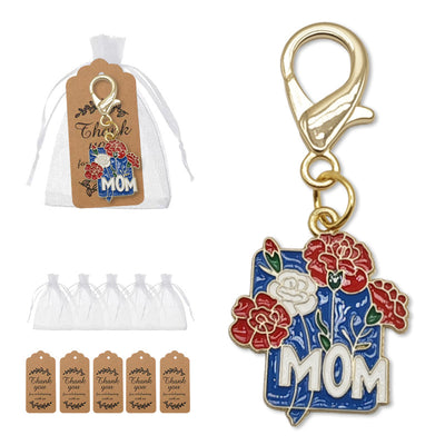 Blue MOM floral keychain with bags and kraft tags