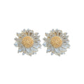 Clear Petal Gold Center Daisy Flower Stud Earrings view 5