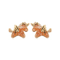 Amber Orange Bear Stud Earrings with Gold Tone Trim view 5
