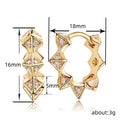 Gold Tone Geometric Triangle Clear Stone Hoop Earrings view 5