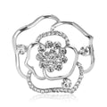 Openwork Rose Flower Brooch Crystal Center Rose Gold Silver view 5