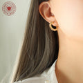 Gold Tone Sunburst C Hoop Earrings With Clear Stones view 3