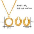 Gold Tone Gold Open Ring Geometric Metal Necklace and Earring Set view 5