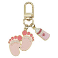Eight Pink and Blue Baby Bottle Footprint Keychain Designs view 5
