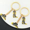Black Gold Western Hat and Boot Star Metal Keychain Set view 2