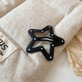 Six Black And White Stitched Oval Rectangle And Star Snap Hair Clips view 9