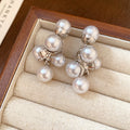 Gray Pearl Look Cluster Drop Earrings in Graduated Sizes view 6