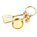 Jeweled Gold Spatula and Frying Pan Kitchen Utensil Keychain view 5