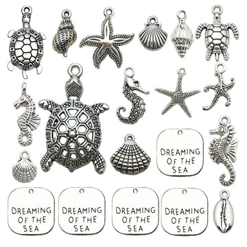 Antique Silver Turtle and Seashell Shell Charms with 16 Listed Options