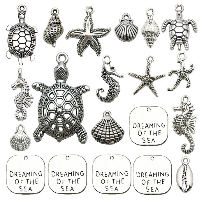 Antique Silver Turtle and Seashell Shell Charms with 16 Listed Options