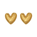 Hammered Heart Stud Earrings Gold Or Steel Stainless Steel view 5