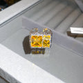 Silver Tone Open Rings Square Yellow Or Purple Stones view 6