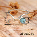 Blue Round Stone Open Ring in Silver Tone Polished Metal Jewelry view 4