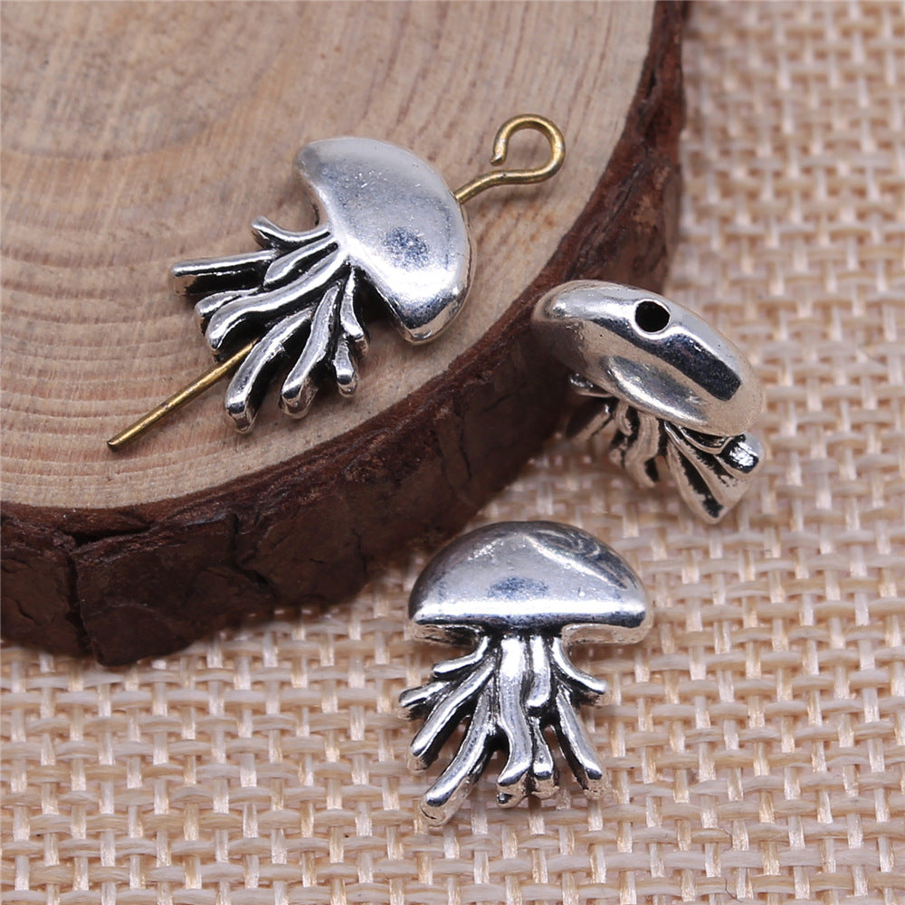 15x12mm 1.9g Antique Silver Zinc Alloy Jellyfish Loose Metal Beads for DIY Ocean Jewelry Making