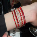 Gold Red Crystal Tennis Bracelets Clear Round Styles view 3