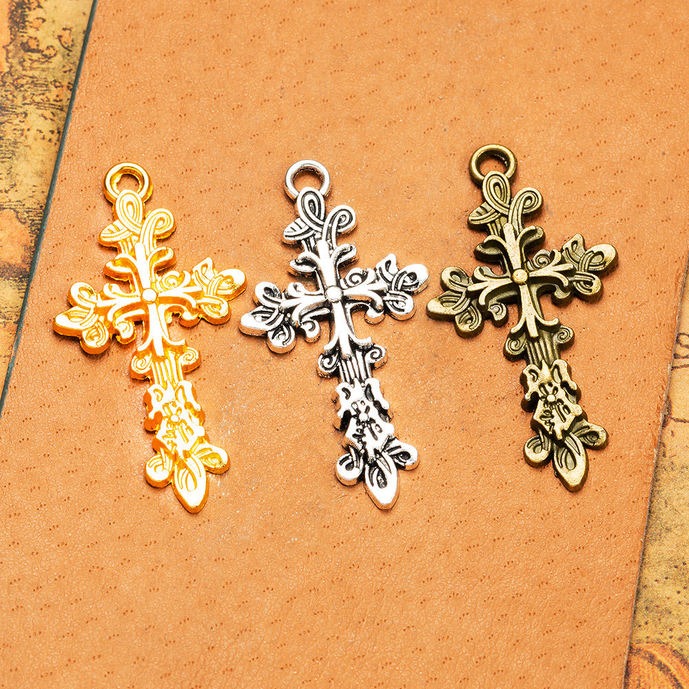 47x25mm Vine Alloy Cross Pendant for DIY Jewelry
