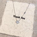 Silver Four Point Crystal Star Pendant Chain Necklace view 2