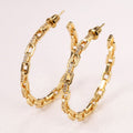Gold Tone Open Link Chain Hoop Earrings With Geometric Shape view 1