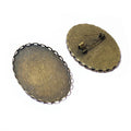 Oval Bronze Tone Brooch Bezel Blank With Scalloped Edge view 2