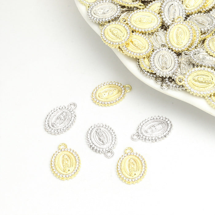 Crystal Virgin Mary Medal Jewelry Components For DIY Earrings And Bracelets Charms
