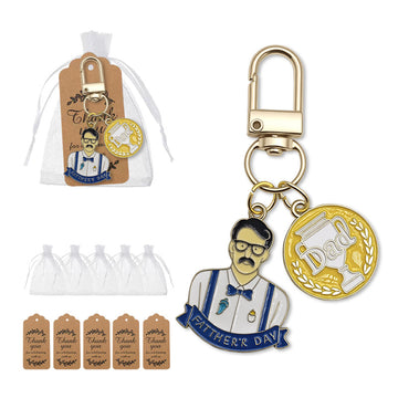 Father Day Dad Trophy Enamel Keychain Gold Lobster Clip