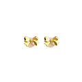 Gold and Silver Bow Pearl Look Two Way Stud Earrings view 5
