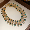 Gold Oval Resin Crystal Wave Necklace Stud Earrings Four Colors view 8