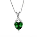 Silver Heart Stone Pendant Necklace Leaf Bail Box Chain view 5