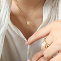 Oval Pendant Necklace Mother Of Pearl Shell Inlay Metal view 4